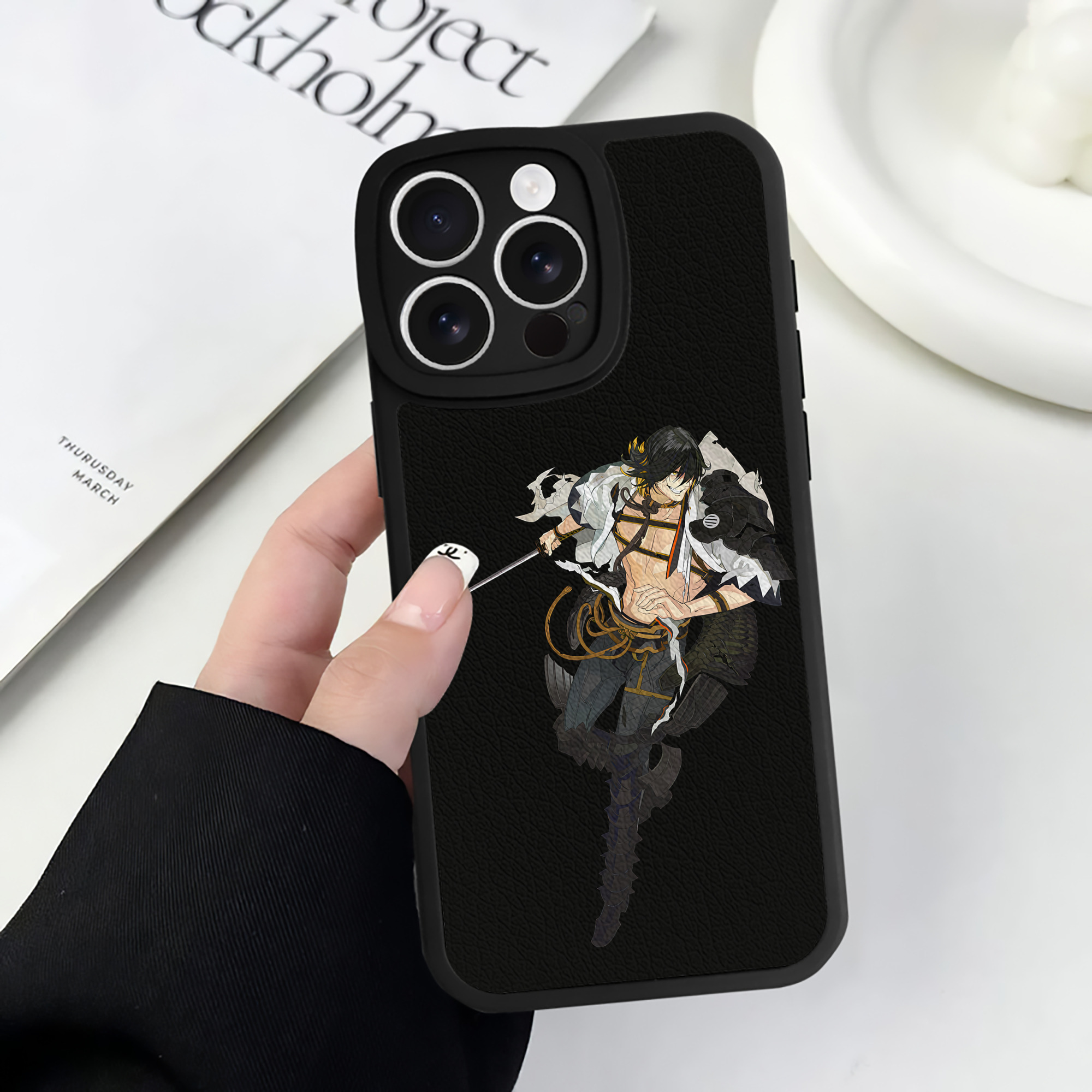 （画像用） 刀剣乱舞 Touken Ranbu 【iPhone 16シリーズ対応】シリコンスマホケース（レザー調） 材質：シリコン